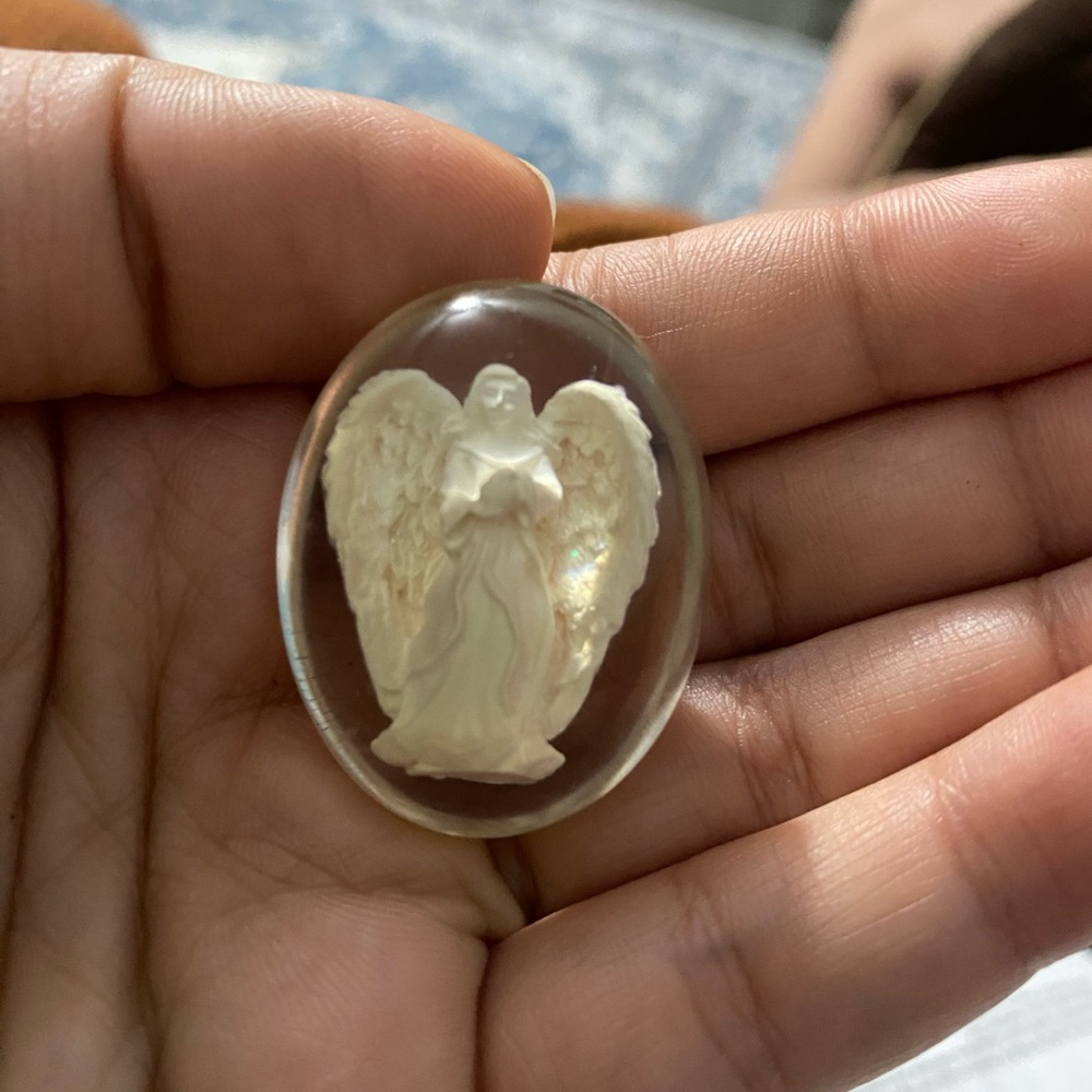 Elegant Cream Angel Cameo Pendant